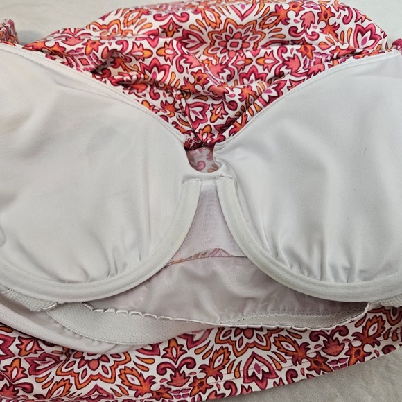 Lands' End Pink & Orange Shirred Tankini Top Size 6L Women's Swim Suit N37 - Picture 5 of 8